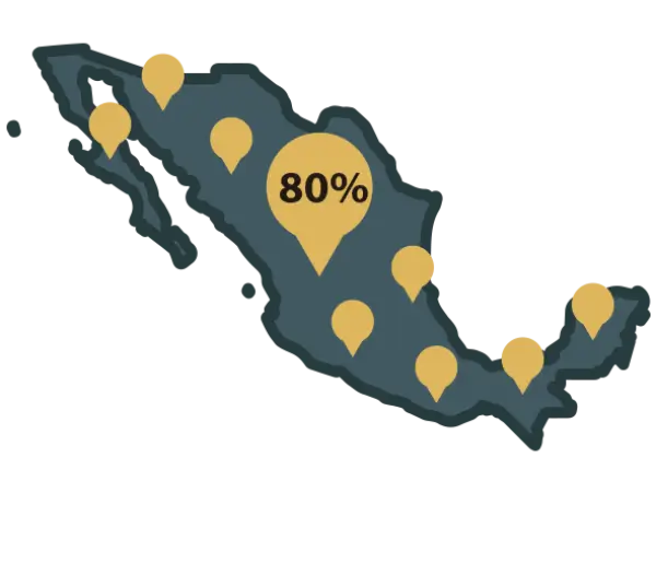 Mapa de México con pines